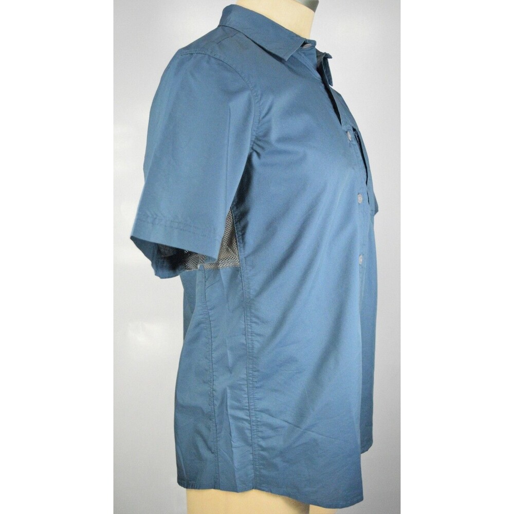 Northwest Territory Men's Size M Blue Fishing Button Front Vented Safari Shirt - Picture 9 of 12